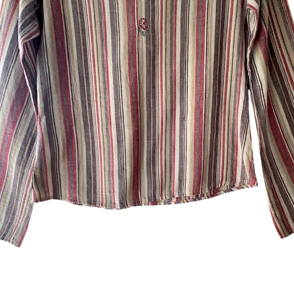 GRAMIGGI NWOT STRIPED EMBROIDERED BELL SHAPED LONG SLEEVE BOHO TOP | MEDIUM - Picture 5 of 9